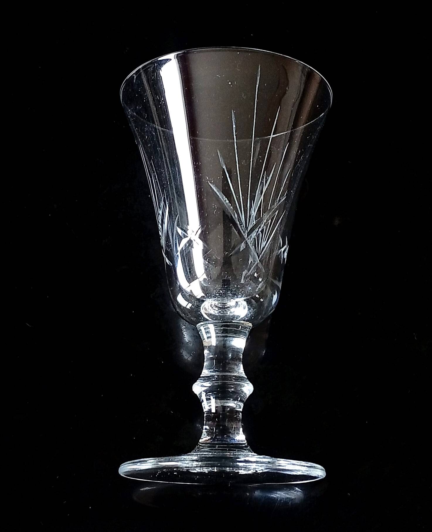 6 cut tulip glasses 1940