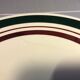 Hollow porcelain plates style Basque stripes burgundy and green