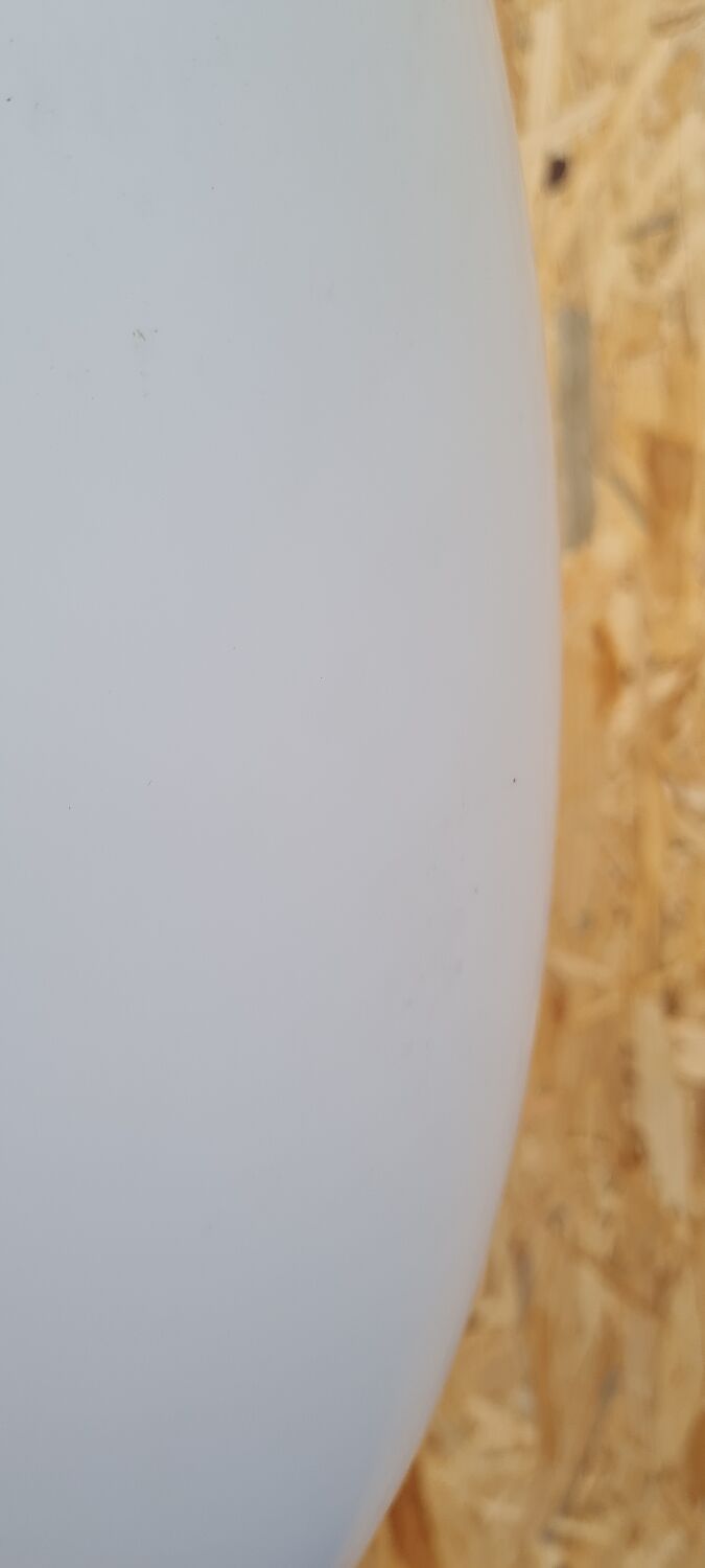 Oval pendant light in white opaline 1960