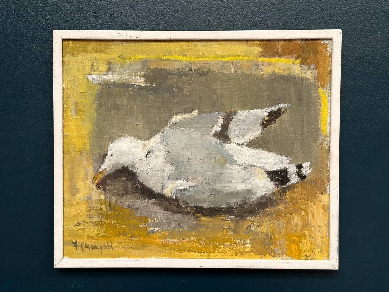 Original Swedish Oil on Canvas – “Seagull” by Ingeborg Stragnell – Signed