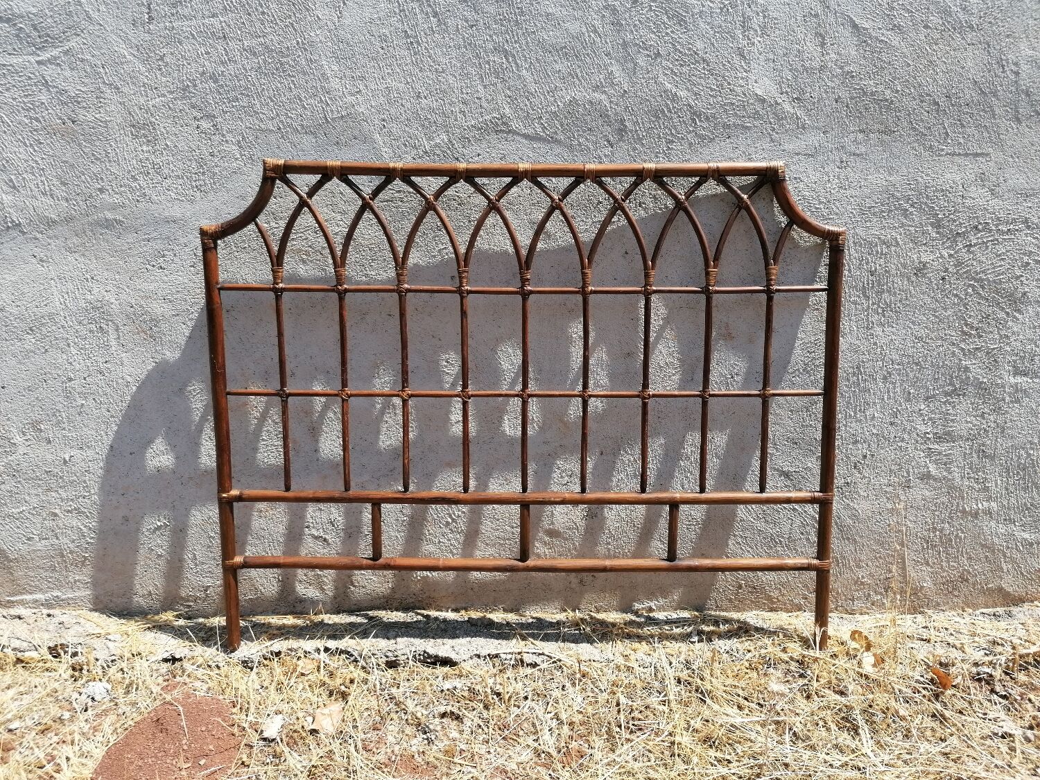 Headboard rattan 2 places vintage 154 x 106 cm.