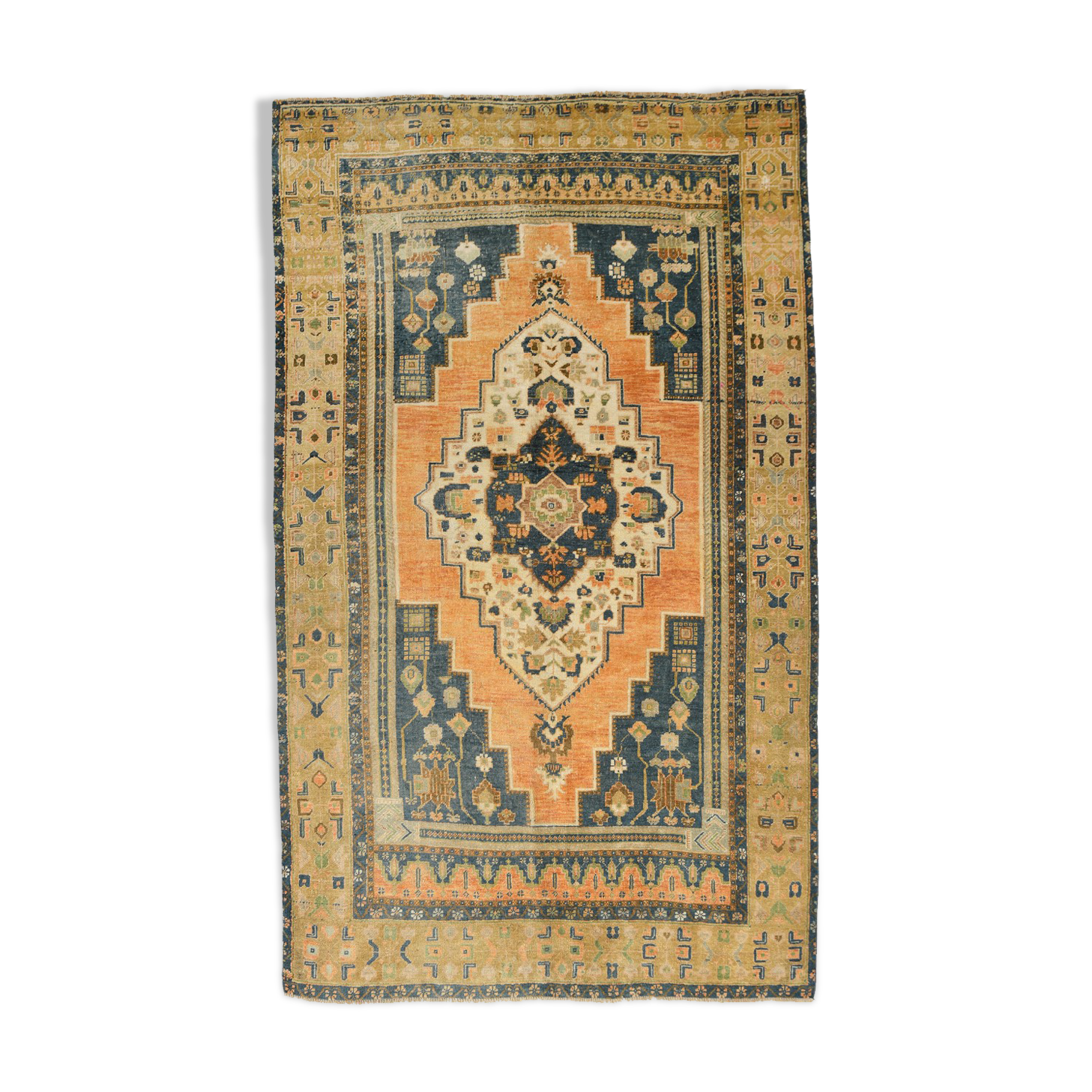 Tapis rustique primitif vintage noué à la main, 266x163Cm