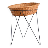 Basket on rattan legs 1950 vintage