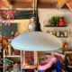 Vintage upcycled light blue opaline pendant light