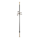 Coat rack from floor to ceiling in lacquered metal and brass. Contemporary.