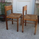 Pair of chairs wood and straw