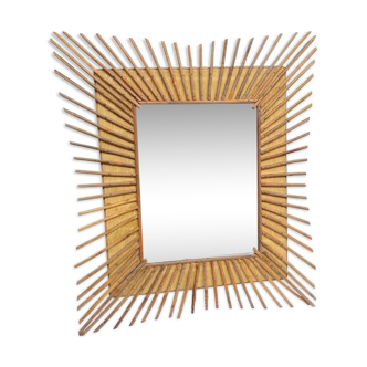 Rectangular mirror in rattan, 1950