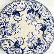 Set of 6 dessert plates in ironstone "Flora" – Creil et Montereau, 19th century, blue