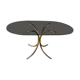 Dining table stainless steel legs and tempered glass top 70s
