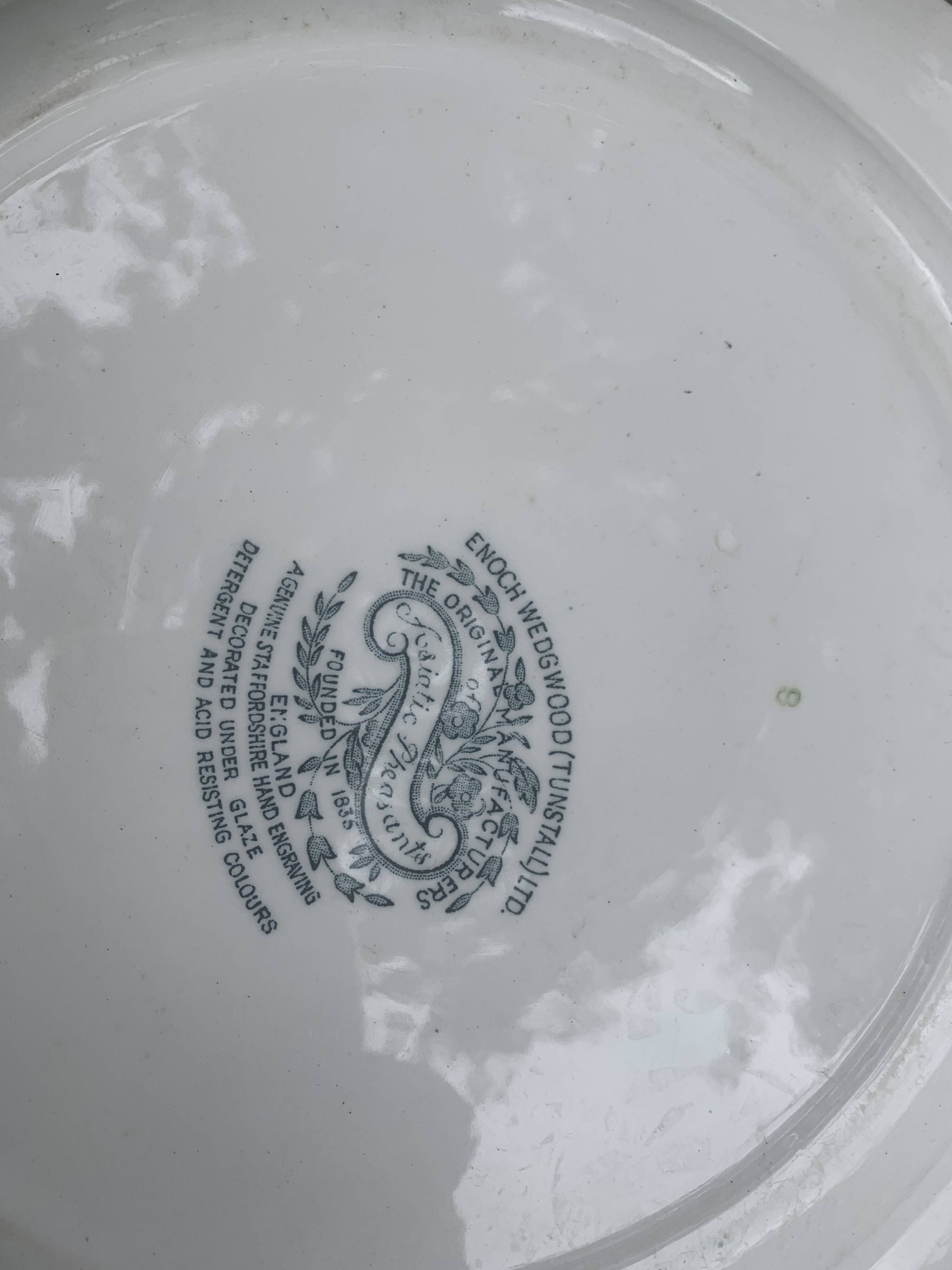 Pie dish, asiatic pheasants Enoch Wedgwood, antique bird decor