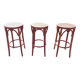 3 wooden bar stools with caning