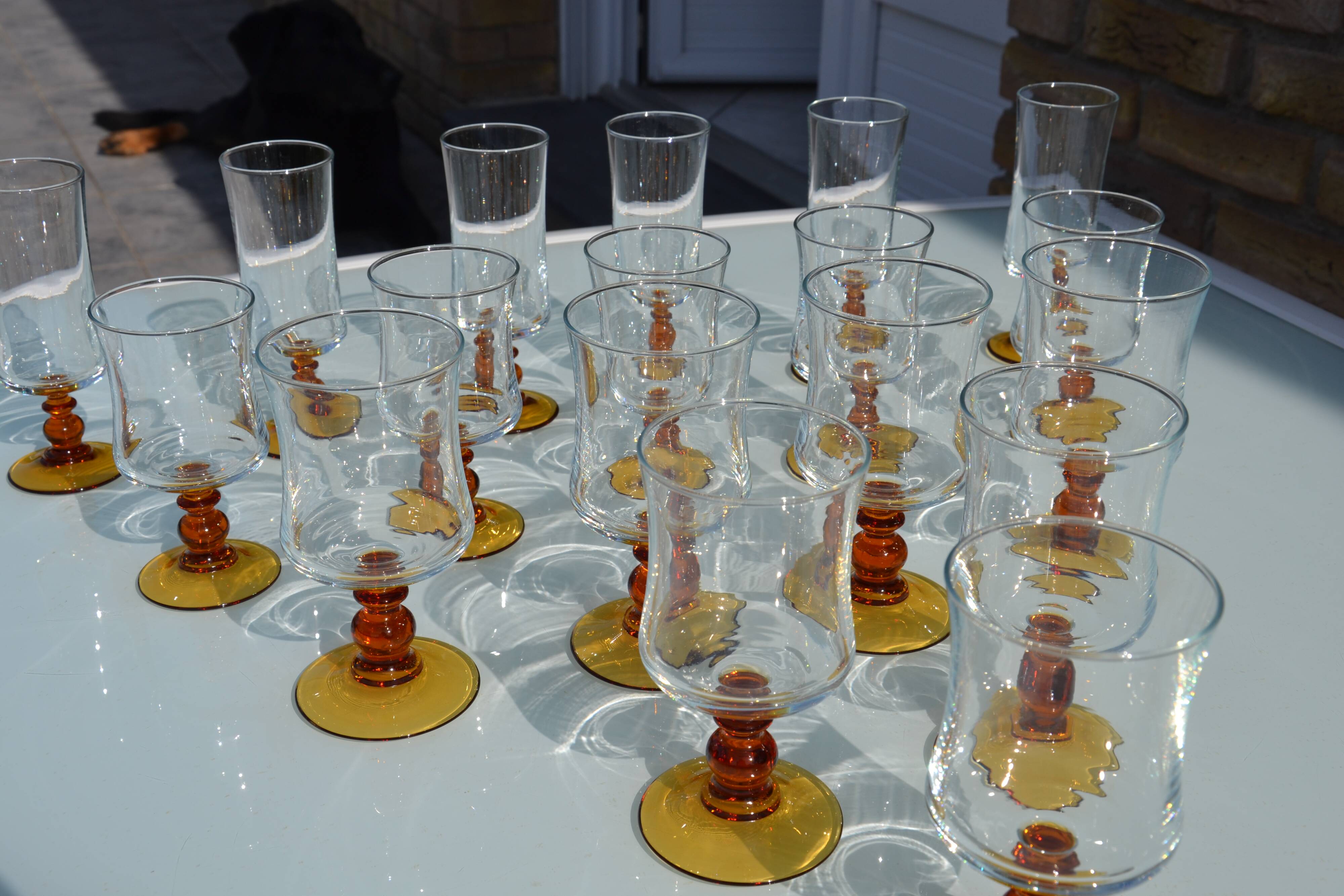 Ochre stemmed glasses from the 70s