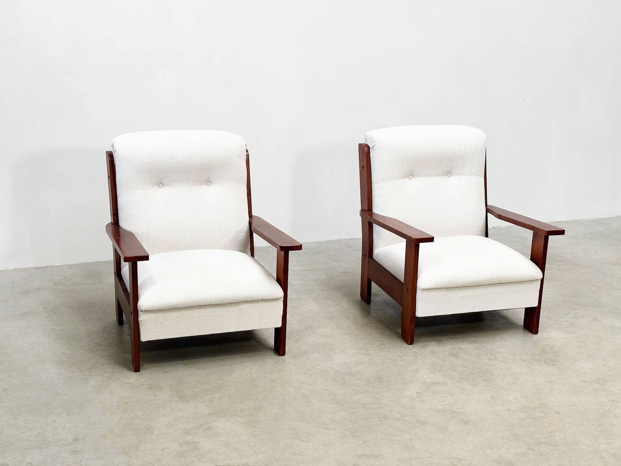 Ensemble de deux chaises longues brutalistes