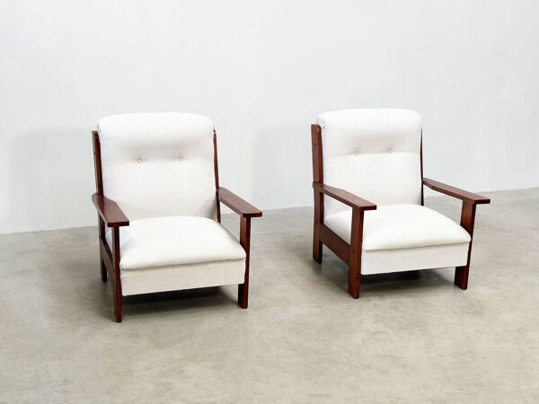 Ensemble de deux chaises longues brutalistes