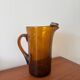 Amber bubble glass carafe signed Biot – mouth-blown – vintage fr