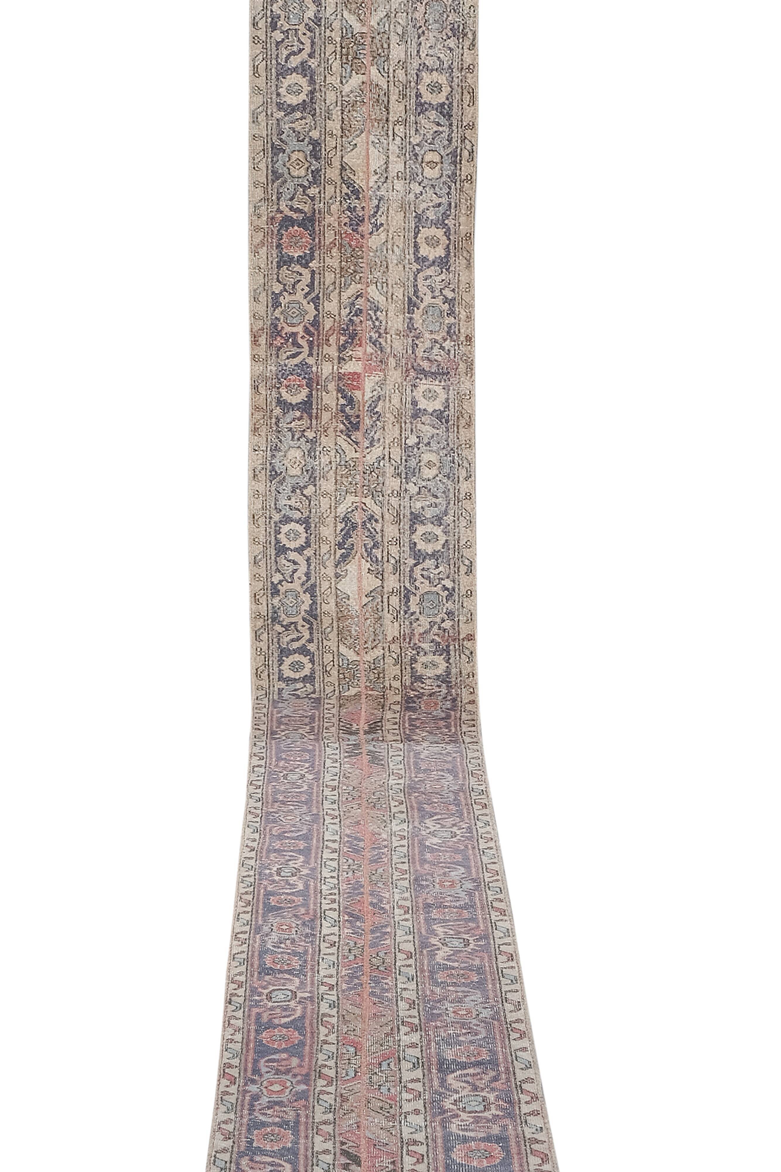Vintage Turkish rug from Oushak, handwoven 66x730 cm