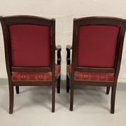 Paire de fauteuils époque empire en acajou et soie