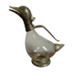 Carafe glass spout pouring duck head in silver metal