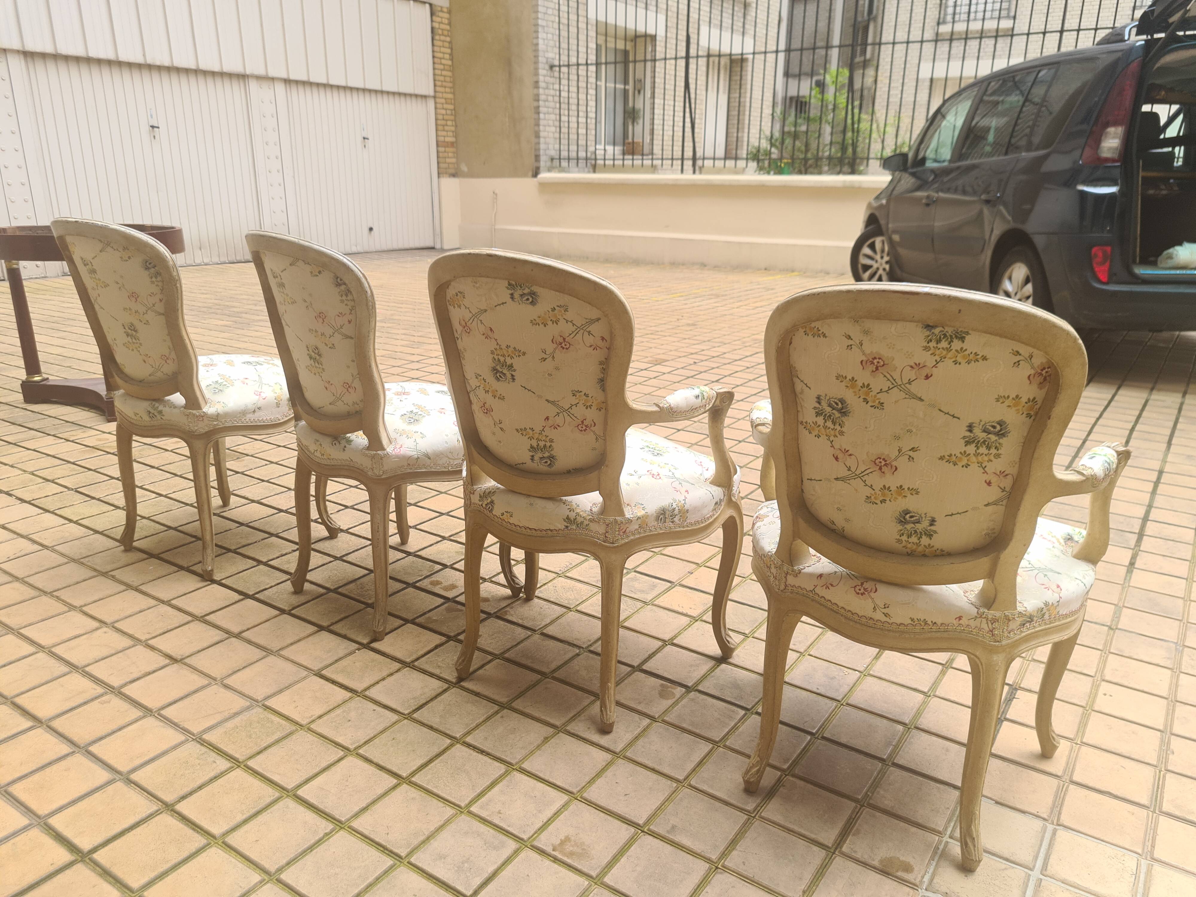 Suite of 2 armchairs + 2 chairs, louis xv style, 19th century