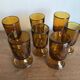 set of 7 tulip foot roller glasses Ibiza 1970 in large irregular glass
