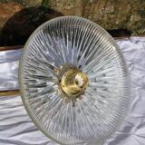 Holophane glass and brass wall light