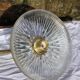 Holophane glass and brass wall light
