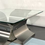 Coffee table in brushed steel 1970