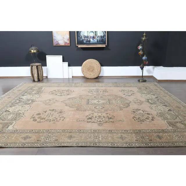 1970s Vintage Persian Handmade  Orange Oversized Area Rug 286x387