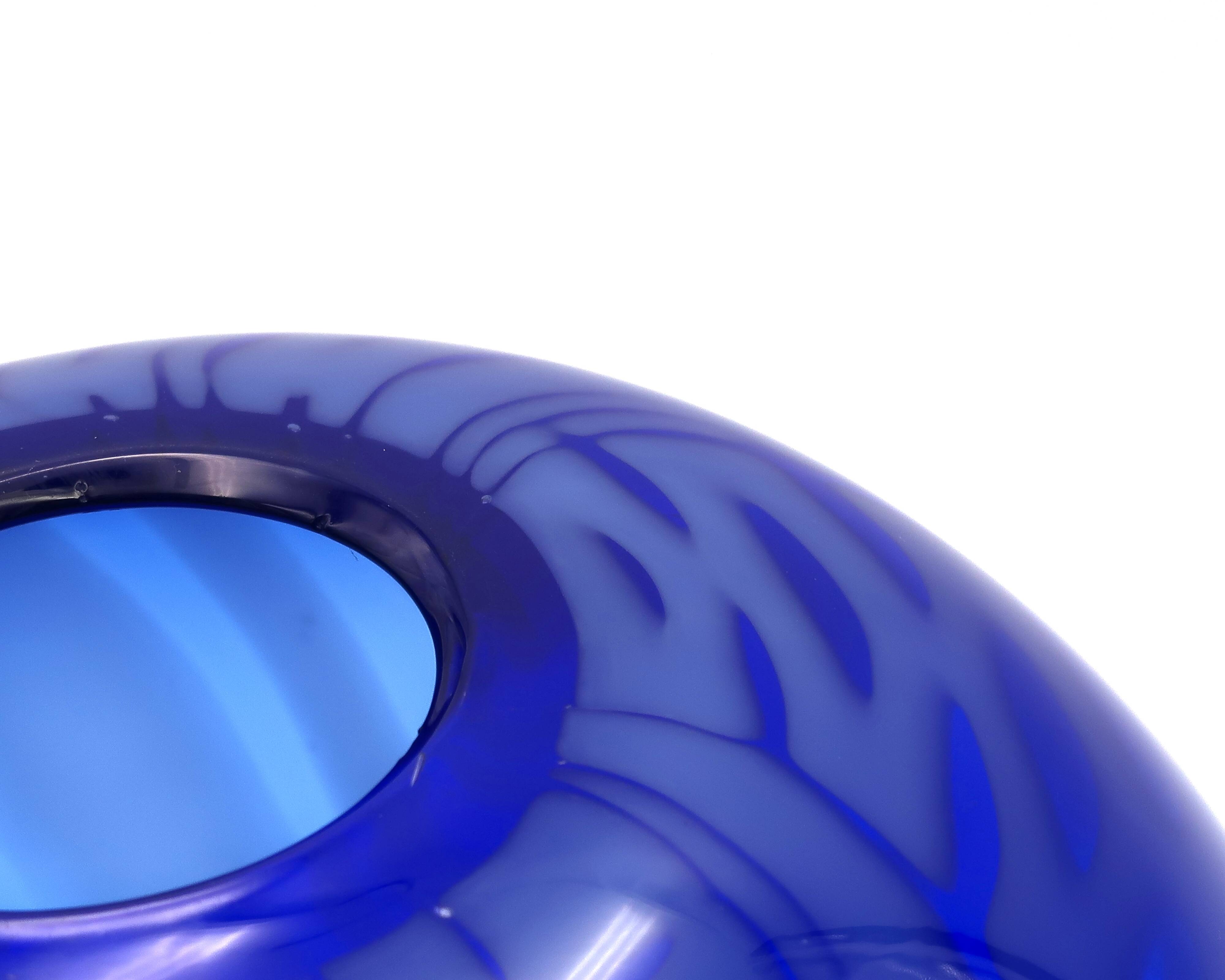 Impressive blue blown glass vase by Nicolas Morin.