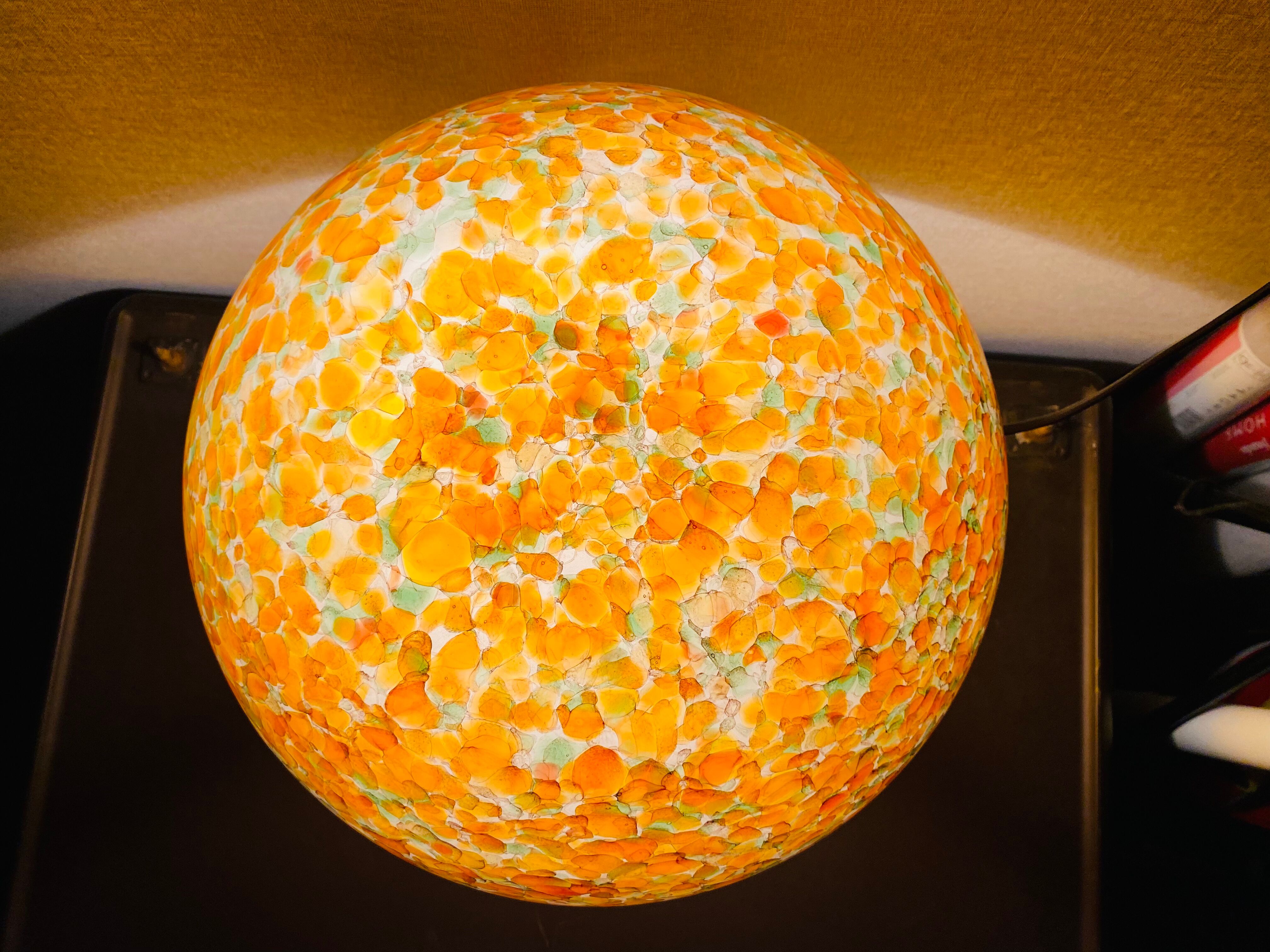 Orange mushroom lamp from Peill and Putzler, 1970s