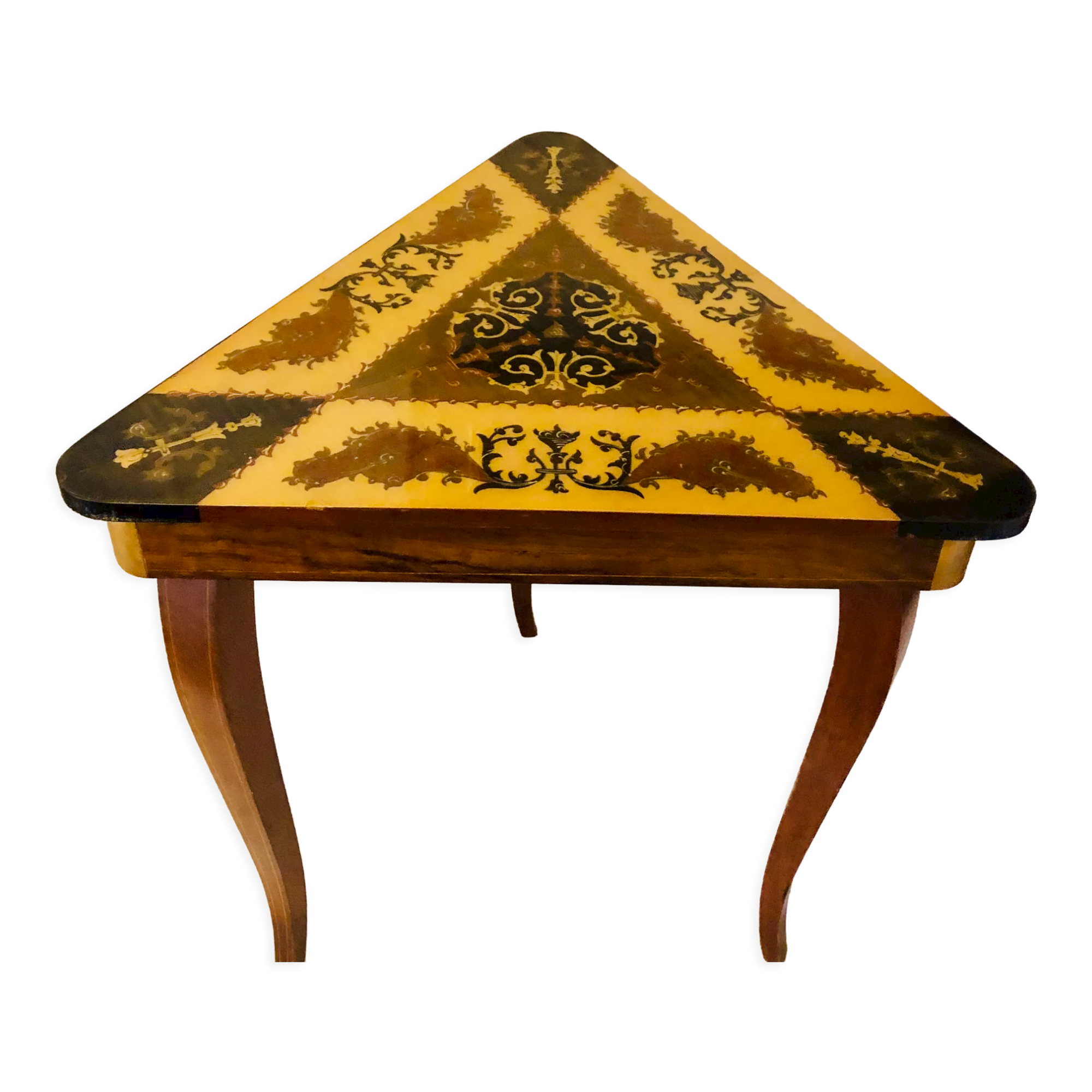 Side table in precious wood marquetry Italy 1950