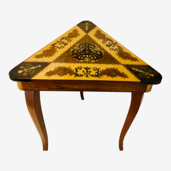 Table basse d’appoint en marqueterie bois précieux Italy 1950