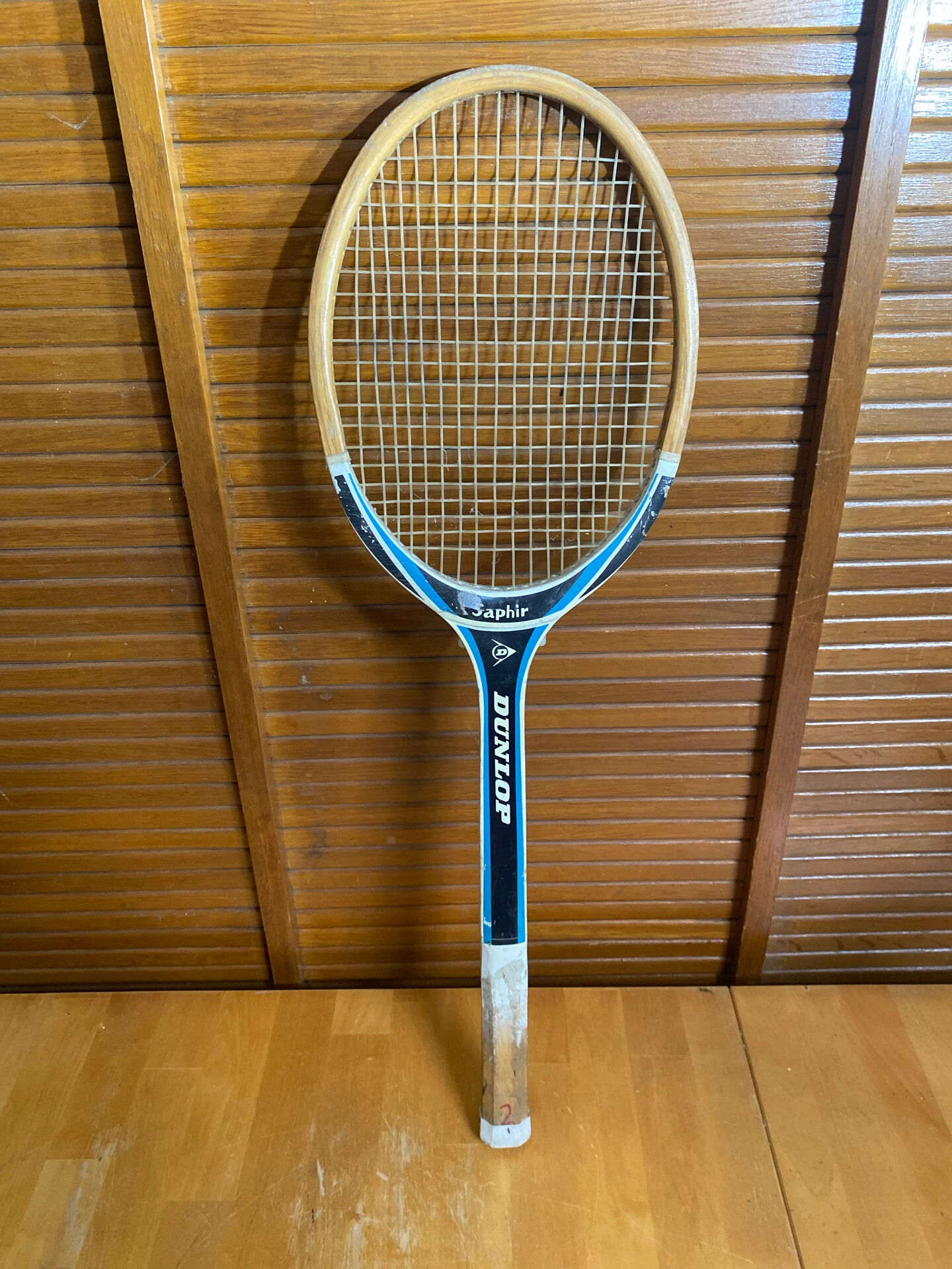 Vintage dunlop saphir wooden tennis racket + dunlop vintage cover #e