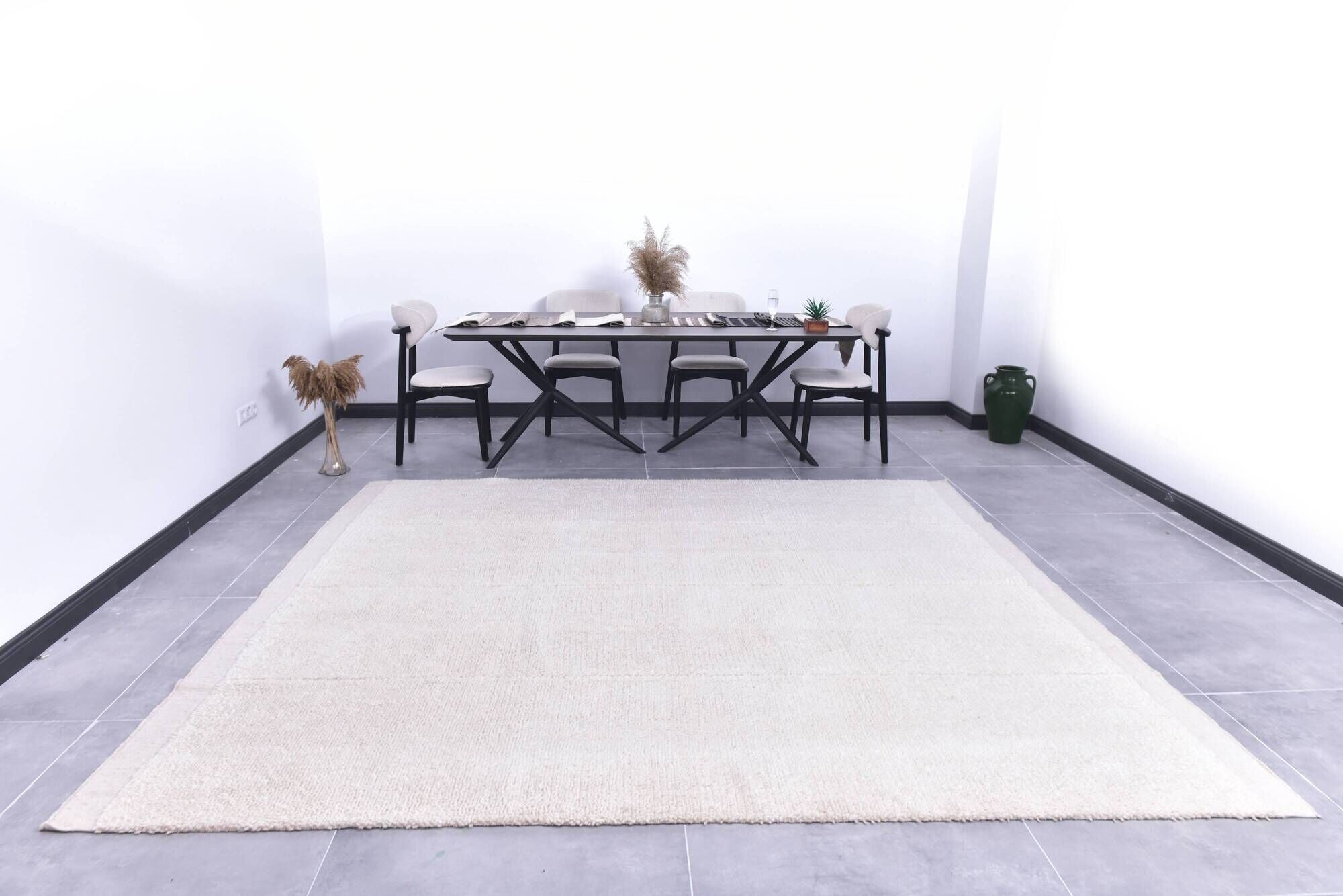 9x10 Handmade Wool White Moroccan Rug, 266x296Cm