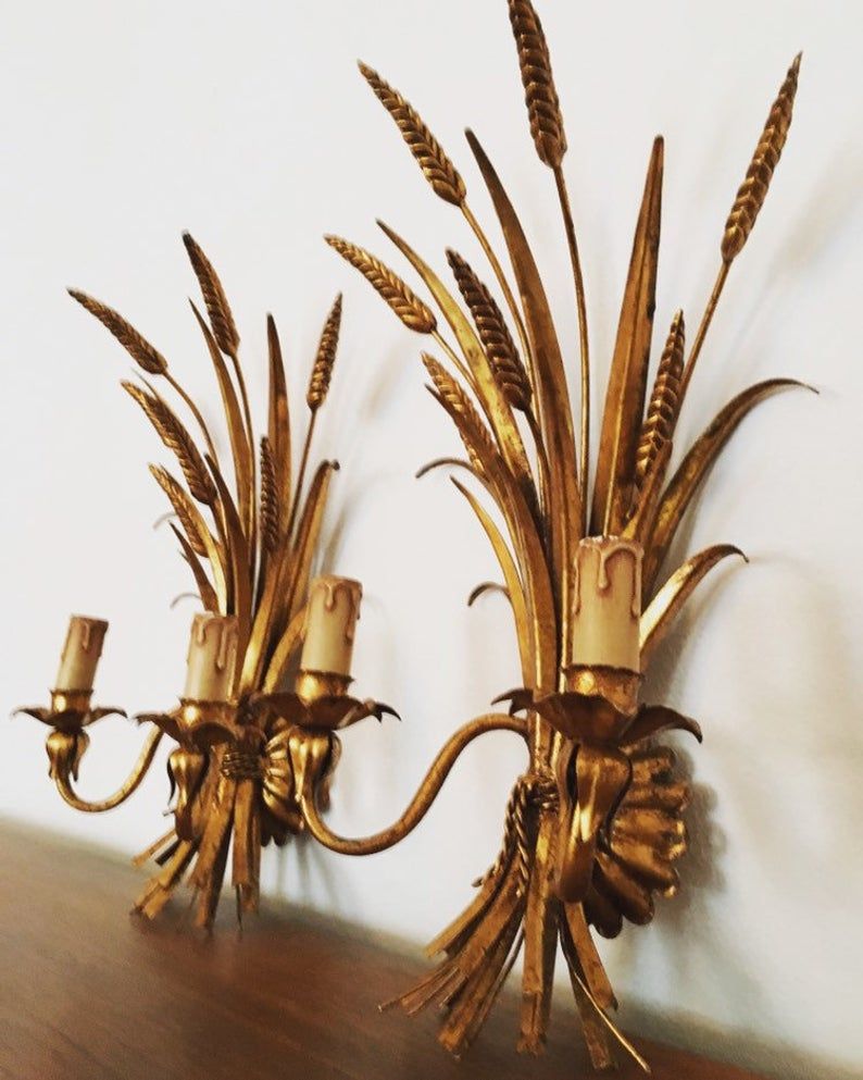 Pair of Italian Hollywood Regency metal wall lamps by Hans Kogl