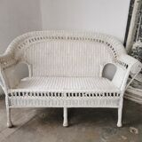 White rattan bench