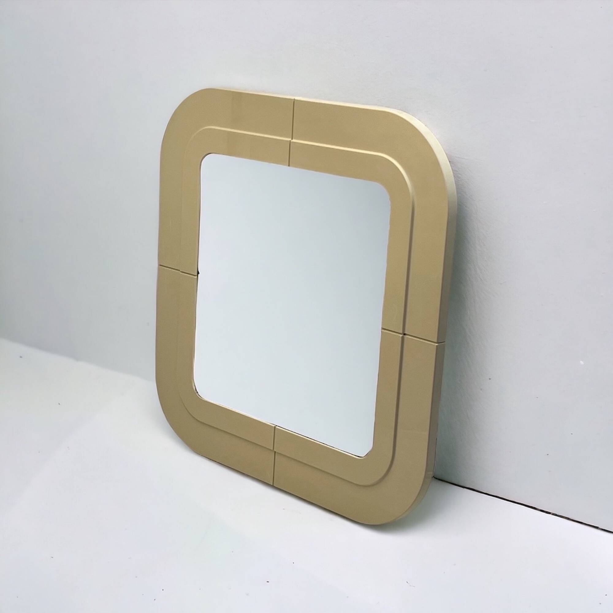 Beige Plastic Mirror by Kartell, Anna Castelli design, Italy 1960s