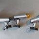 Series of 3 Targetti Sankey 1970 chrome wall lights.