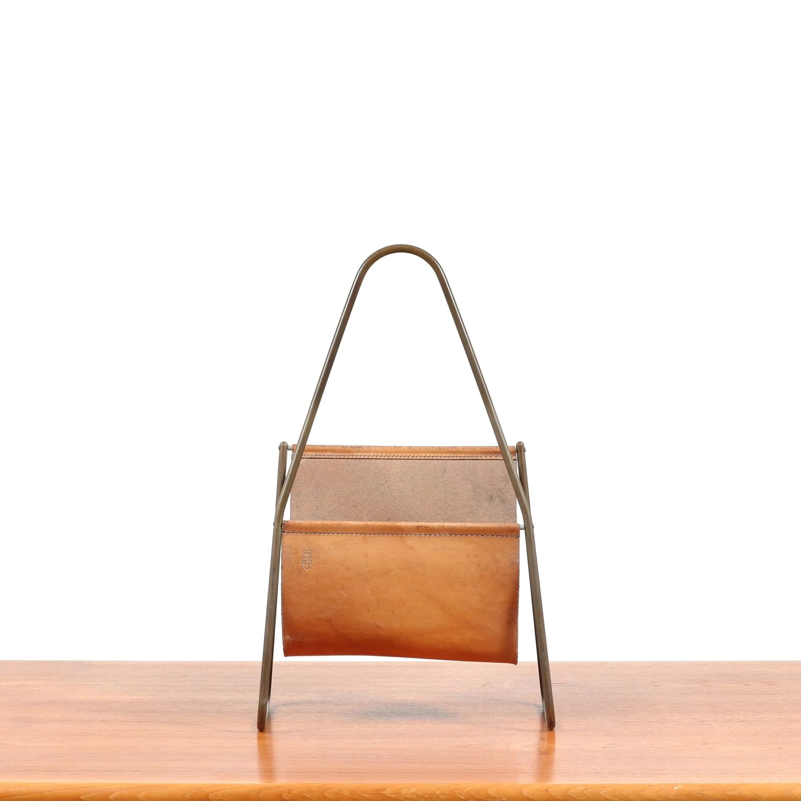 Carl Auböck magazine rack model 3808 leather
