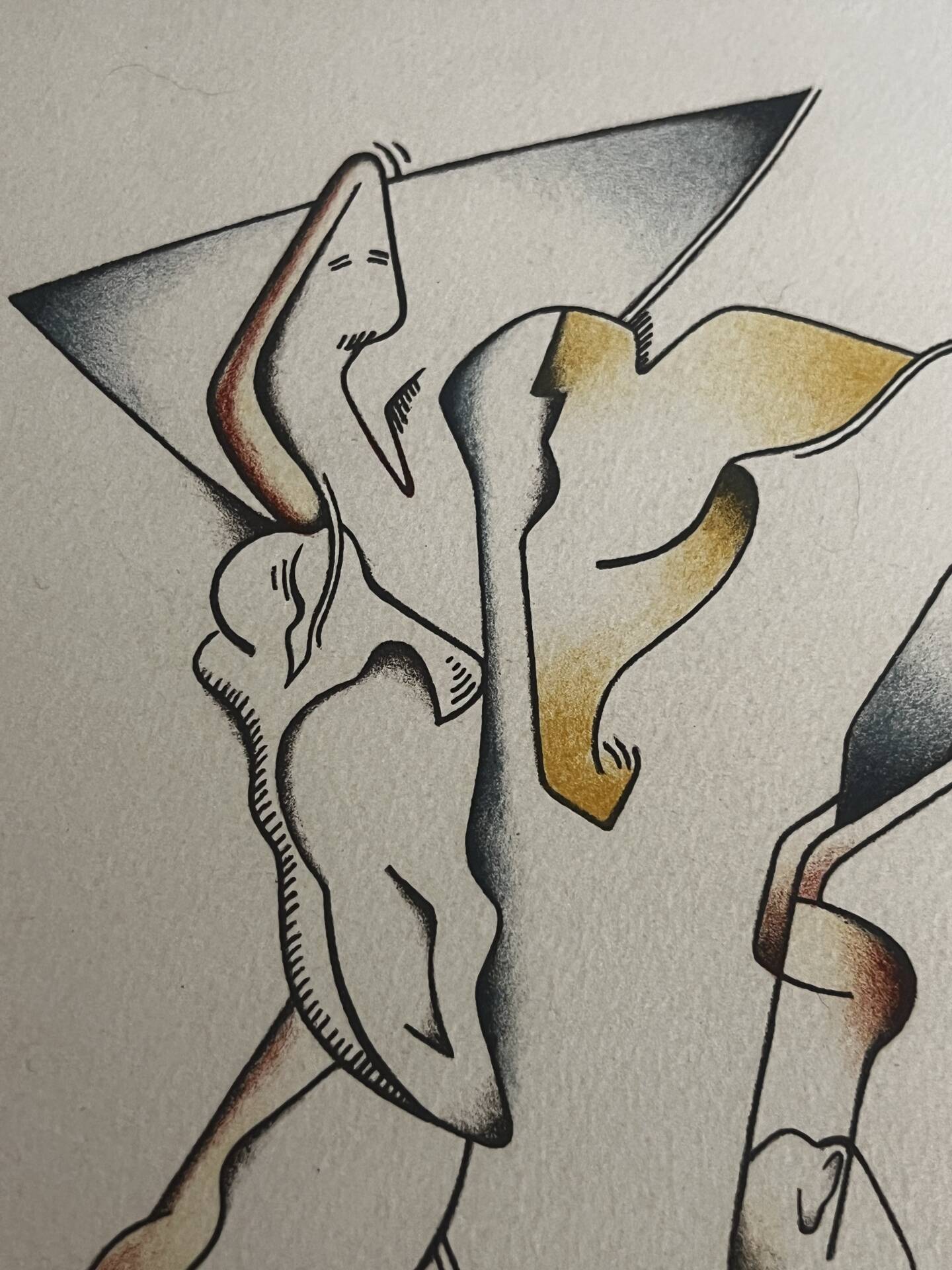 Lithograph jan voss 1976 / abstract surrealist modernist vintage