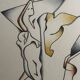 Lithograph jan voss 1976 / abstract surrealist modernist vintage