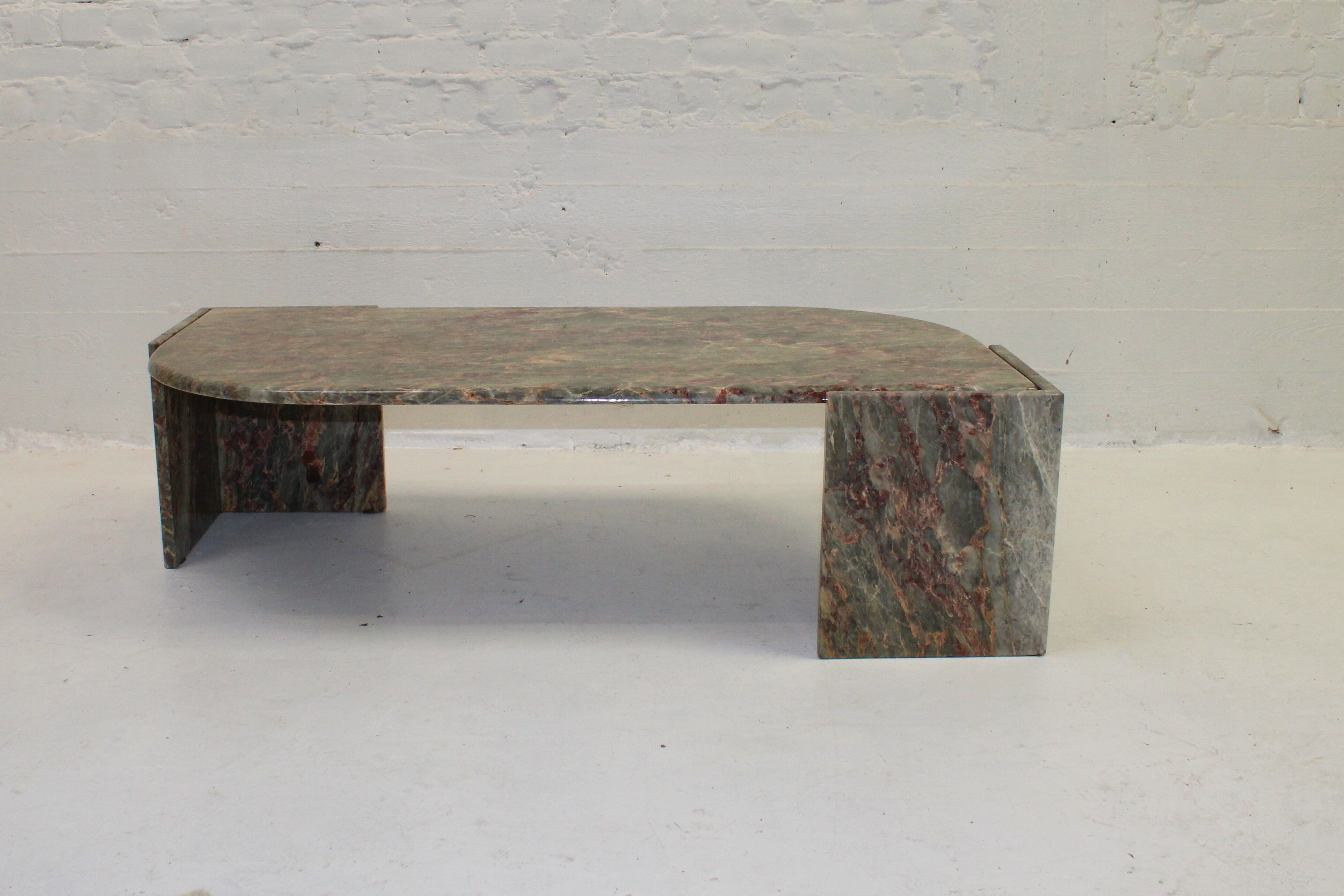 Vintage green and red marble coffee table