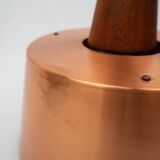 Danish vintage copper and teak lamp, 1960s