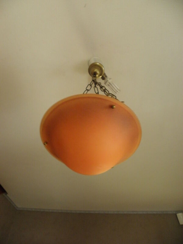 Suspension avec bol en verre orange