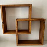 Cube oak wall shelf