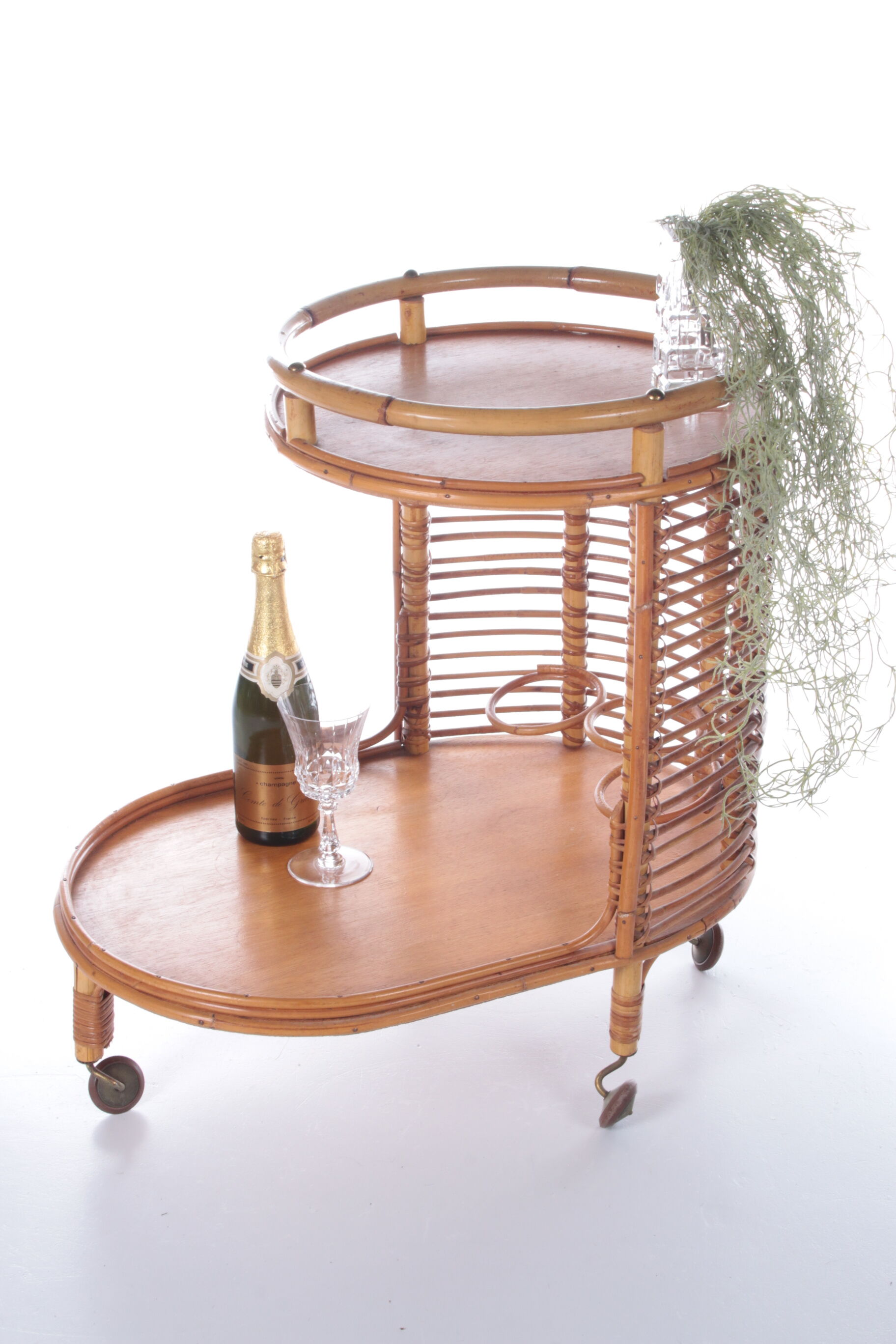 Vintage bamboo bar trolley original french from the 1960s