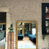 Antique mirror 150/116.5cm Louis-Philippe with pearl gold leaf.