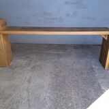 Solid patinated wood design bench 140cm
