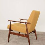 Mustard yellow curly Scandinavian armchair by H.Lis