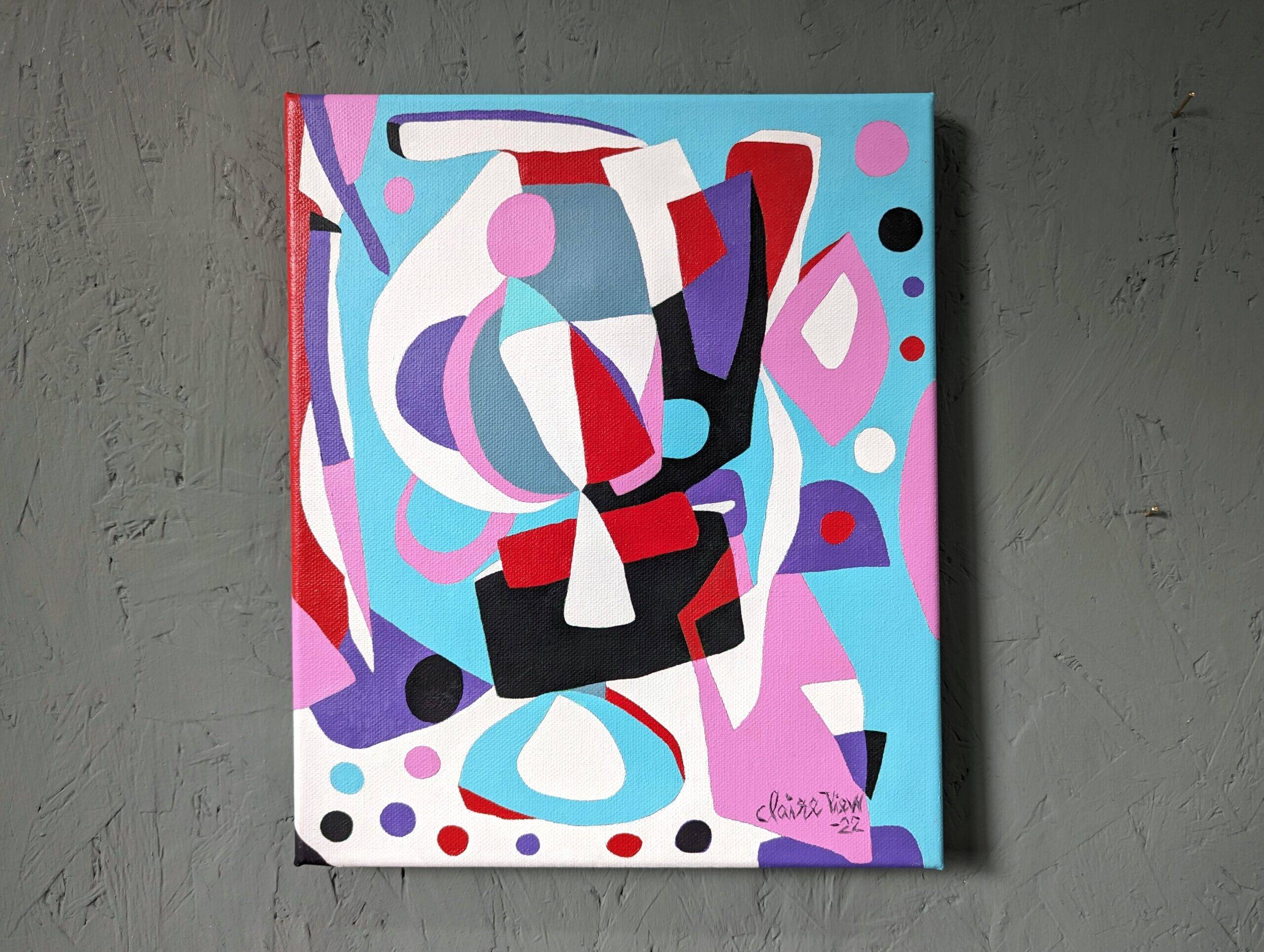 Contemporary Abstract "Morning Blues", Small Unframed Oil Painting, 2022